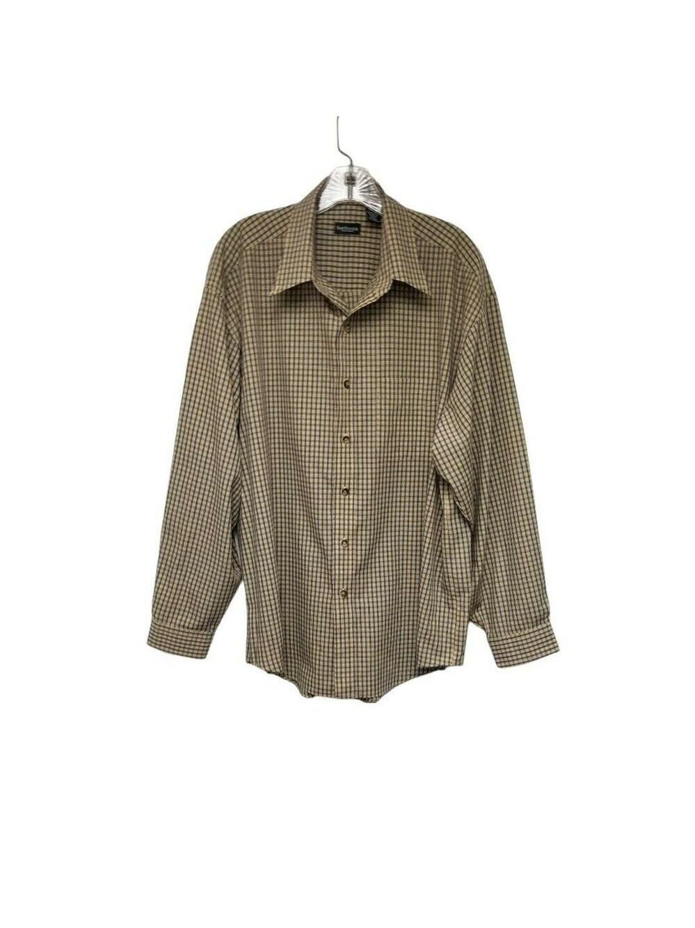 Men's Van Heusen Casual/Business Long SLeeves Plaid Dress Shirt Size 17-17.5